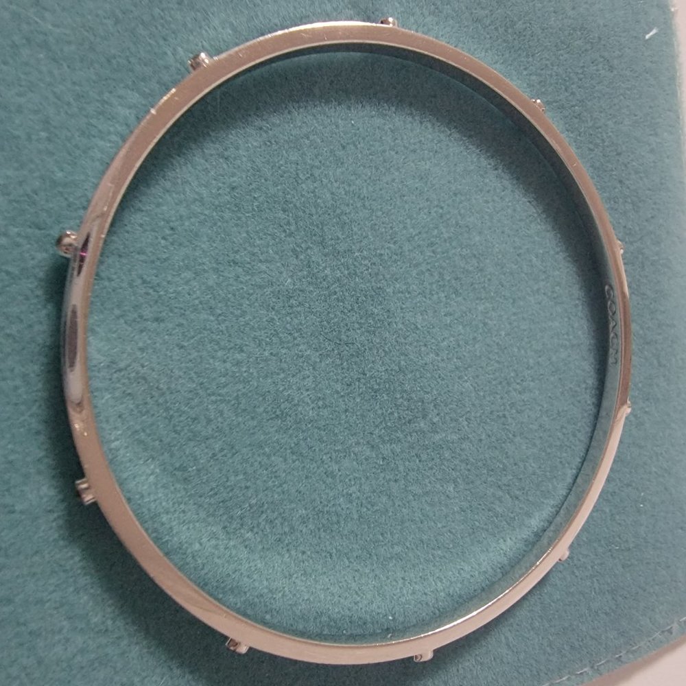 COACH Crystal Rivet Bangle in Silver - Picture 2 of 2